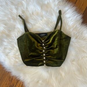Cider Green Velvet Crop Top NWOT